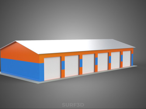 वाणिज्यिक गेराज कार्यशाला भवन वाहन कार पार्किंग भंडारण 3D मॉडल