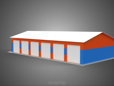 वाणिज्यिक गेराज कार्यशाला भवन वाहन कार पार्किंग भंडारण 3D मॉडल