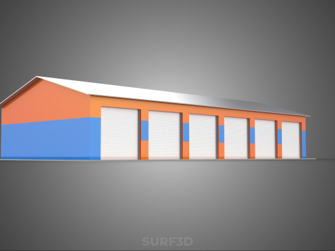 वाणिज्यिक गेराज कार्यशाला भवन वाहन कार पार्किंग भंडारण 3D मॉडल