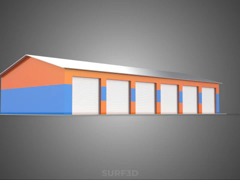 COMMERCIAL GARAGE WORKSHOP BUILDING VEHICLE CAR PARKING STORAGE 3D Model