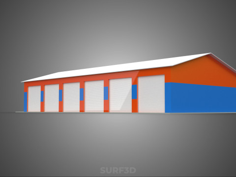 वाणिज्यिक गेराज कार्यशाला भवन वाहन कार पार्किंग भंडारण 3D मॉडल