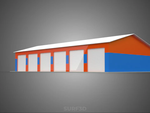 COMMERCIAL GARAGE WORKSHOP BUILDING VEHICLE CAR PARKING STORAGE 3D Model
