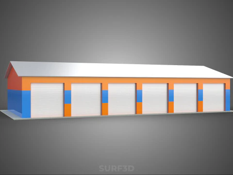 COMMERCIAL GARAGE WORKSHOP BUILDING VEHICLE CAR PARKING STORAGE 3D Model