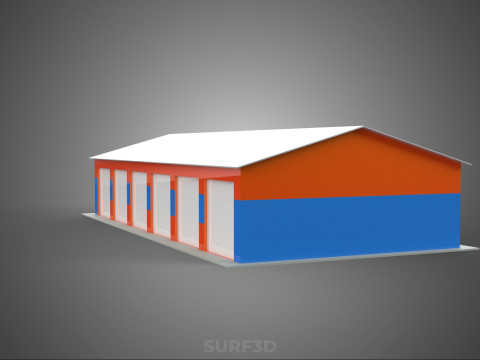 वाणिज्यिक गेराज कार्यशाला भवन वाहन कार पार्किंग भंडारण 3D मॉडल