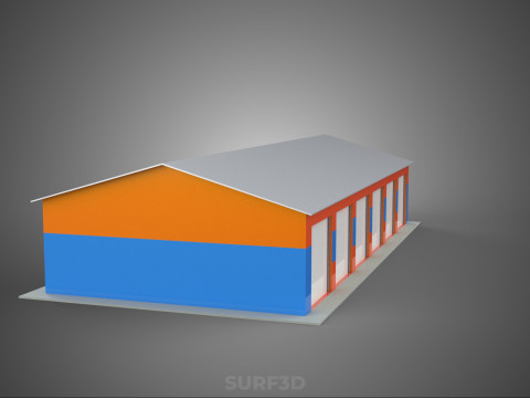 वाणिज्यिक गेराज कार्यशाला भवन वाहन कार पार्किंग भंडारण 3D मॉडल