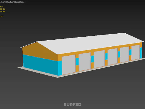 COMMERCIAL GARAGE WORKSHOP BUILDING VEHICLE CAR PARKING STORAGE 3D Model