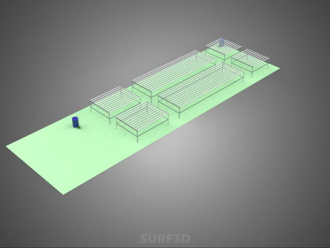 LARGE NFT FIELD AEROPONIC HYDROPONIC LAYOUT ARRAY ROW PLANT FARM 3D Model