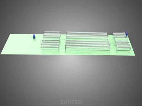 LARGE NFT FIELD AEROPONIC HYDROPONIC LAYOUT ARRAY ROW PLANT FARM 3D Model