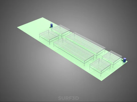 LARGE NFT FIELD AEROPONIC HYDROPONIC LAYOUT ARRAY ROW PLANT FARM 3D Model