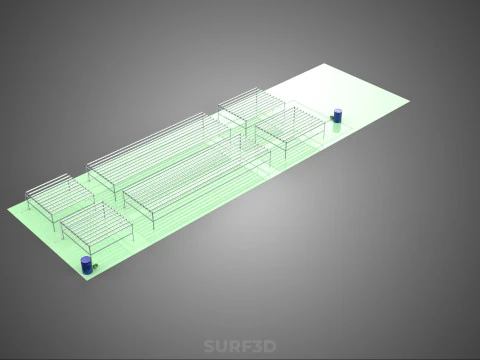 LARGE NFT FIELD AEROPONIC HYDROPONIC LAYOUT ARRAY ROW PLANT FARM 3D Model