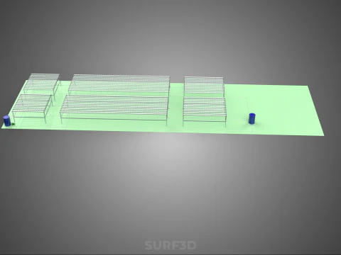 LARGE NFT FIELD AEROPONIC HYDROPONIC LAYOUT ARRAY ROW PLANT FARM 3D Model