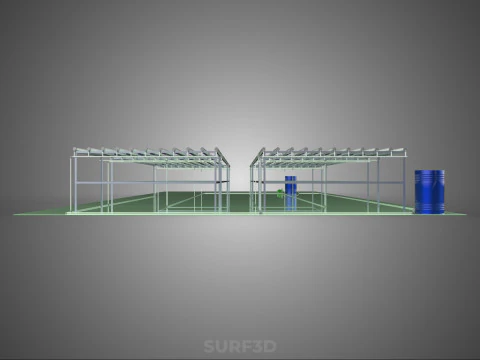 LARGE NFT FIELD AEROPONIC HYDROPONIC LAYOUT ARRAY ROW PLANT FARM 3D Model