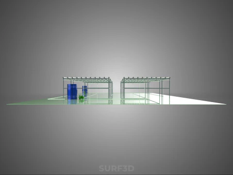 LARGE NFT FIELD AEROPONIC HYDROPONIC LAYOUT ARRAY ROW PLANT FARM 3D Model