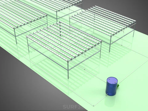 LARGE NFT FIELD AEROPONIC HYDROPONIC LAYOUT ARRAY ROW PLANT FARM 3D Model