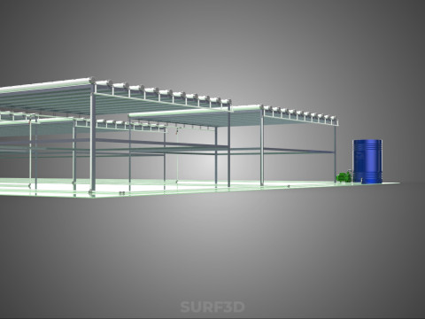 ВЕЛИКЕ ПОЛЕ NFT АЕРОПОНІКА ГІДРОПОНІКА ПЛАН МАСИВ РЯД ФЕРМА РОСЛИН 3D Модель