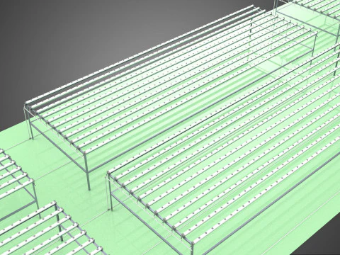 LARGE NFT FIELD AEROPONIC HYDROPONIC LAYOUT ARRAY ROW PLANT FARM 3D Model