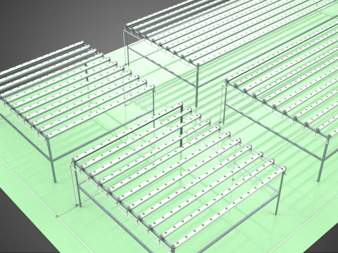 LARGE NFT FIELD AEROPONIC HYDROPONIC LAYOUT ARRAY ROW PLANT FARM 3D Model
