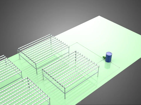 LARGE NFT FIELD AEROPONIC HYDROPONIC LAYOUT ARRAY ROW PLANT FARM 3D Model