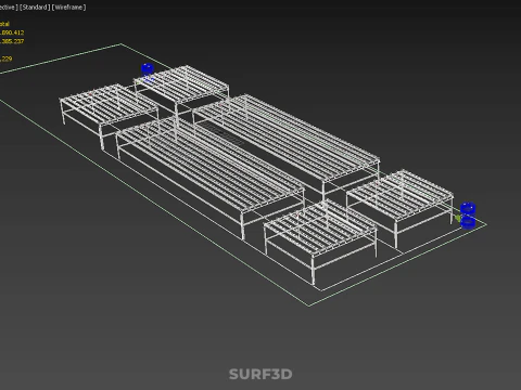 LARGE NFT FIELD AEROPONIC HYDROPONIC LAYOUT ARRAY ROW PLANT FARM 3D Model
