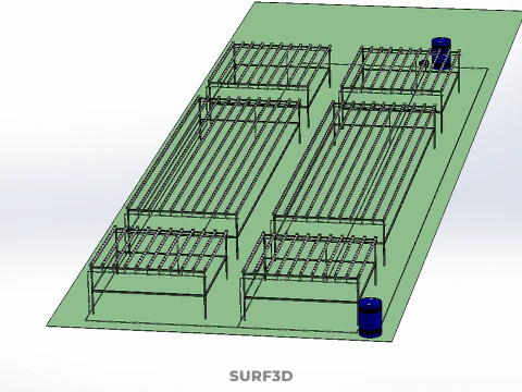 LARGE NFT FIELD AEROPONIC HYDROPONIC LAYOUT ARRAY ROW PLANT FARM 3D Model