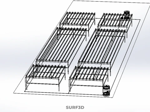 LARGE NFT FIELD AEROPONIC HYDROPONIC LAYOUT ARRAY ROW PLANT FARM 3D Model