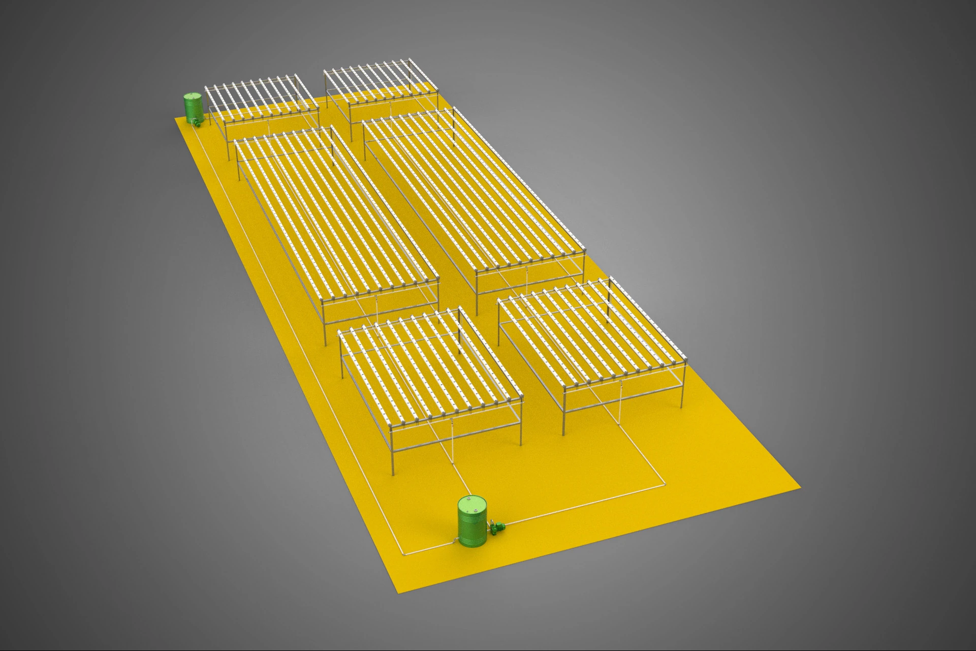 FIELD GARDEN LAYOUT AEROPONIC HYDROPONIC PLANT CROP FARM FACTORY 3D Model .c4d .max .obj .3ds .fbx .stl .blend 