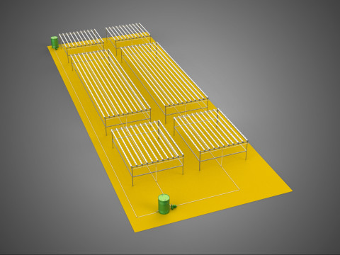 FIELD GARDEN LAYOUT AEROPONIC HYDROPONIC PLANT CROP FARM FACTORY 3D Modell