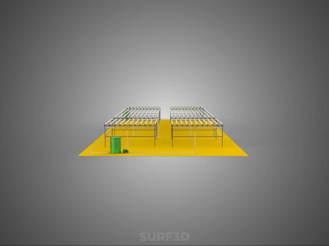 FIELD GARDEN LAYOUT AEROPONIC HYDROPONIC PLANT CROP FARM FACTORY 3D Model