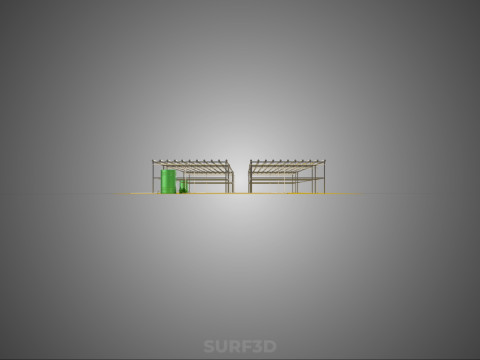 田野花园布局 气培 水培植物 农作物农场 工厂 3D 模型