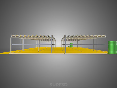 田野花园布局 气培 水培植物 农作物农场 工厂 3D 模型