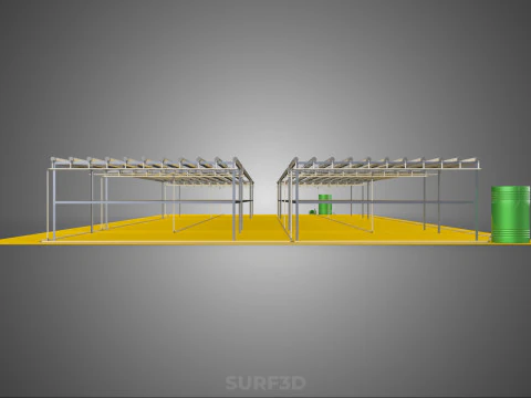 FIELD GARDEN LAYOUT AEROPONIC HYDROPONIC PLANT CROP FARM FACTORY 3D Model