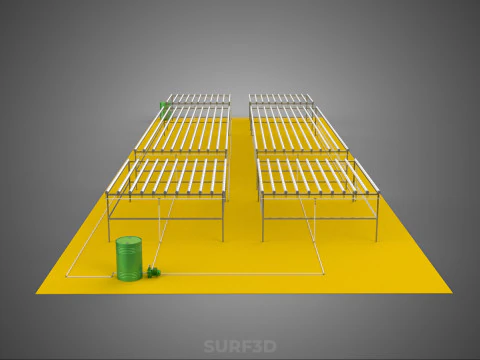 FIELD GARDEN LAYOUT AEROPONIC HYDROPONIC PLANT CROP FARM FACTORY 3D Model