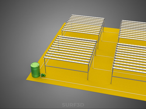 田野花园布局 气培 水培植物 农作物农场 工厂 3D 模型