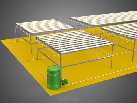 田野花园布局 气培 水培植物 农作物农场 工厂 3D 模型