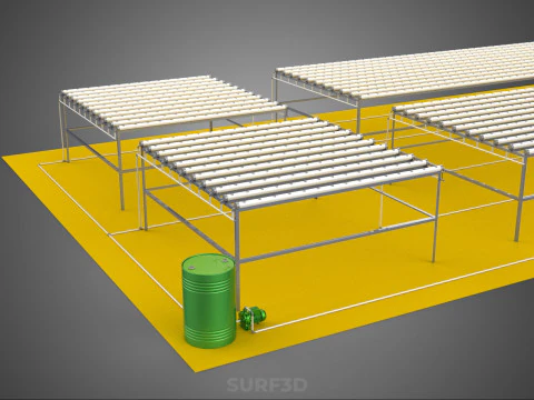 FIELD GARDEN LAYOUT AEROPONIC HYDROPONIC PLANT CROP FARM FACTORY 3D Model