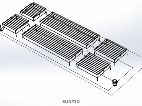 FIELD GARDEN LAYOUT AEROPONIC HYDROPONIC PLANT CROP FARM FACTORY 3D Model
