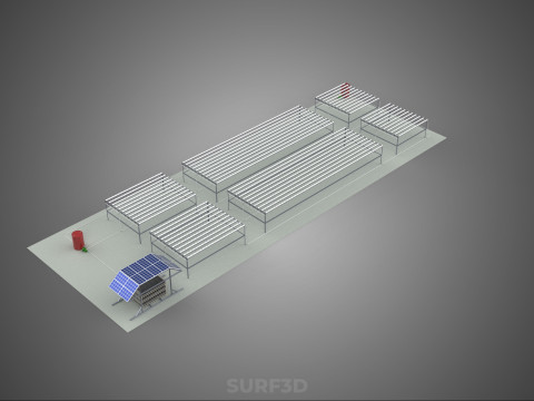 NFT 田间气雾栽培作物种植场太阳能物联网 3D 模型