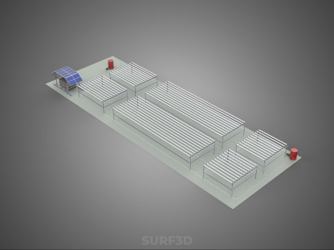 NFT 田间气雾栽培作物种植场太阳能物联网 3D 模型