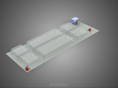 NFT 田间气雾栽培作物种植场太阳能物联网 3D 模型