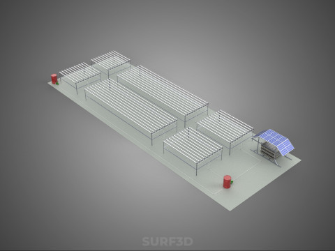 NFT 田间气雾栽培作物种植场太阳能物联网 3D 模型