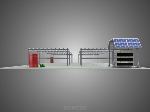 NFT 田间气雾栽培作物种植场太阳能物联网 3D 模型