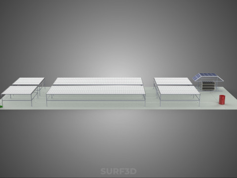 NFT 田间气雾栽培作物种植场太阳能物联网 3D 模型