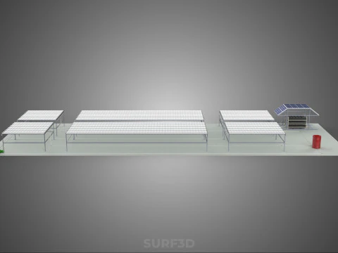 NFT FIELD AEROPONIC HYDROPONIC CROP PLANT FARM SOLAR POWERED IOT 3D Model