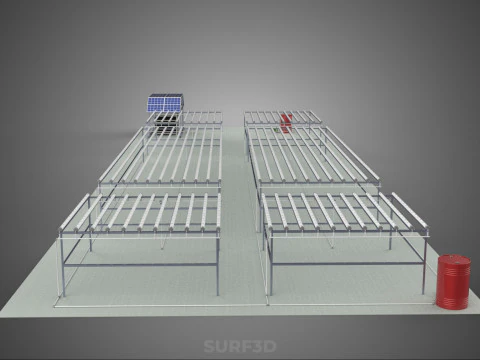NFT FIELD AEROPONIC HYDROPONIC CROP PLANT FARM SOLAR POWERED IOT 3D Model