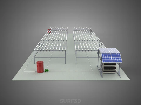 NFT FIELD AEROPONIC HYDROPONIC CROP PLANT FARM SOLAR POWERED IOT 3D Model