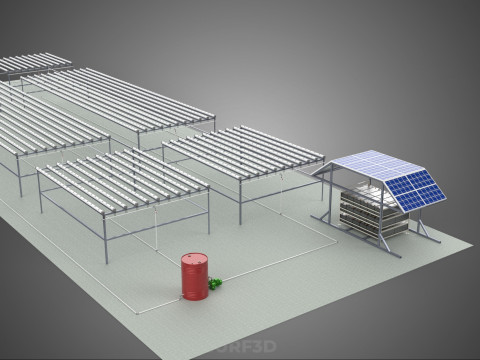 NFT 田间气雾栽培作物种植场太阳能物联网 3D 模型