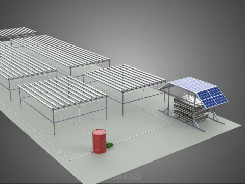 NFT FIELD AEROPONIC HYDROPONIC CROP PLANT FARM SOLAR POWERED IOT 3D Model