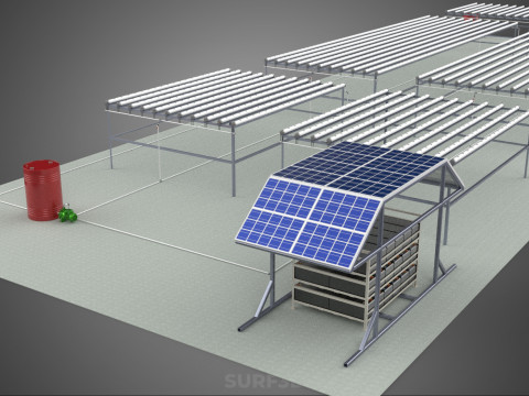 NFT 田间气雾栽培作物种植场太阳能物联网 3D 模型