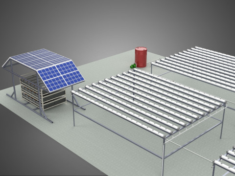 NFT 田间气雾栽培作物种植场太阳能物联网 3D 模型