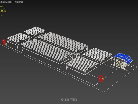 NFT 田间气雾栽培作物种植场太阳能物联网 3D 模型